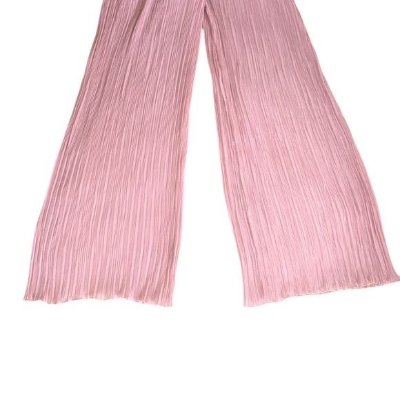 NWT Zara Blush Pink Plisse Pleated Wide Leg High Waist Pants - S - Picture 11 of 14